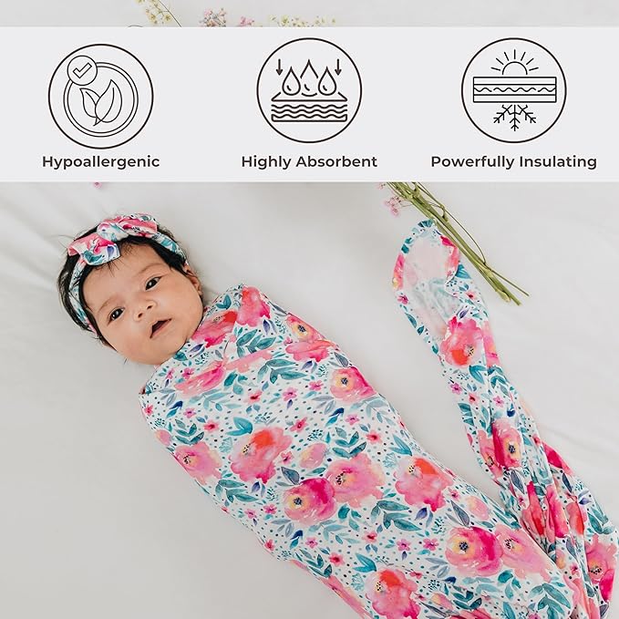 Swaddles for Newborns Baby Blanket Set Ultra-Soft 95% Bamboo Viscose Baby Swaddle for 0-3 Months | Newborn Essentials Must Haves Bamboo Viscose Swaddle Blankets