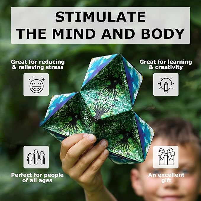 Shashibo Shape Shifting Box - Award-Winning STEM Fidget Toy with Strong Magnets - Fidget Cube Transforms Into 100+ Shapes, Christmas Stocking Stuffers Gift for Kids, Teens, and Adults (Wings)