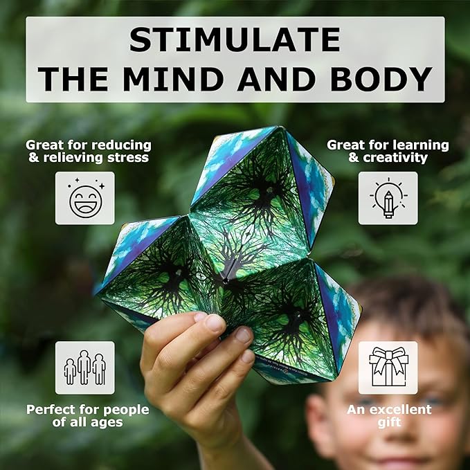 Shashibo Shape Shifting Box - Award-Winning STEM Fidget Toy with Strong Magnets - Fidget Cube Transforms Into 100+ Shapes, Christmas Stocking Stuffers Gift for Kids, Teens, and Adults (Undersea)