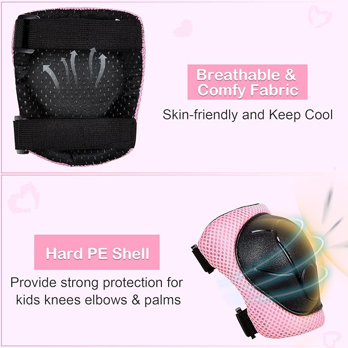 Kids Helmet, Bike Helmets for Kids 8-14 with Knee Pads and Elbow Pads Wrist Guards, Adjustable Youth Girls Bike Helmet with DIY Cat Ears Skateboard Helmet for Scooter Skating Cycling
