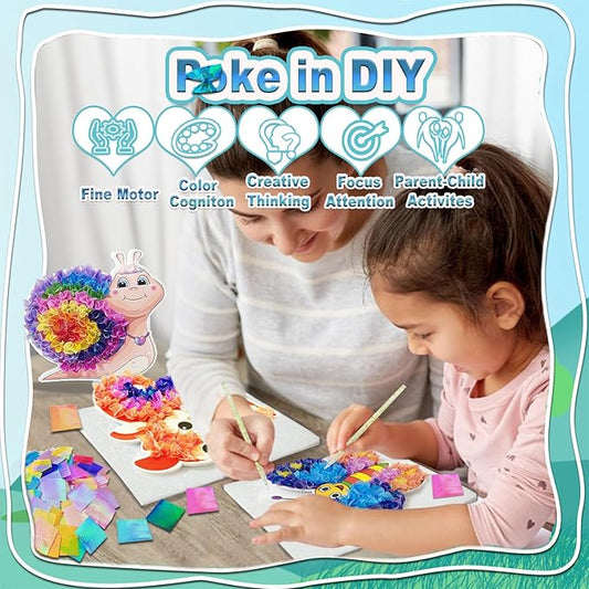 JRD&BS WINL Poke A Dot Art Kit - Magical Animals Theme No-Mess DIY Craft for Kids Mess-Free Fun for Kids, DIY Wood Craft Kits, Creative Activity, Christmas Gifts for Girls & Boys Ages 4