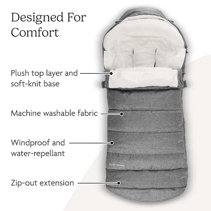 UPPAbaby CozyGanoosh 2-in-1 Seasonal Footmuff - Easily Attaches to UPPAbaby Strollers and RumbleSeat – Versatile, Ultra-Plush Zip-Out Liner for Cold Weather - Callum (Stone Blue)