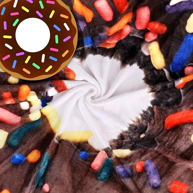 SeaRoomy Donuts Novelty Funny Flannel Round Blanket - Funny Gifts for Teens Boys and Girls