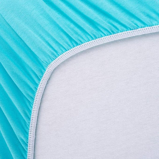 SheetWorld Fitted Baby Bassinet Sheet fits Dream On Me Traveler Portable Bassinet 19 x 32, 100% Cotton Jersey, Hypoallergenic, Butter Soft, Solid Aqua, Made in USA