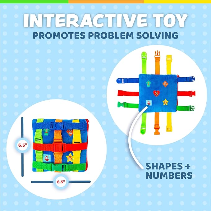 Buckle Toys - Boomer Square - Learning Activity Toddler Plane Travel Essential Toy - Develop Motor Skills and Problem Solving