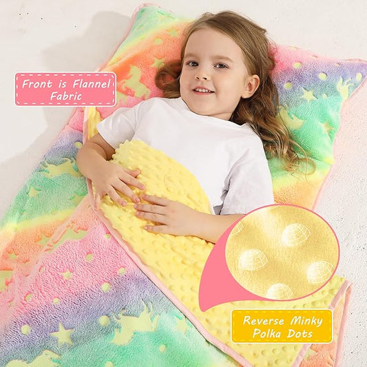 Toddler Nap Mat with Pillow and Blanket, Extra Large Rolled Napping Mats,Slumber Bags for Boys Girls,Kids Sleeping Bag for Daycare, Preschool Travel Camping