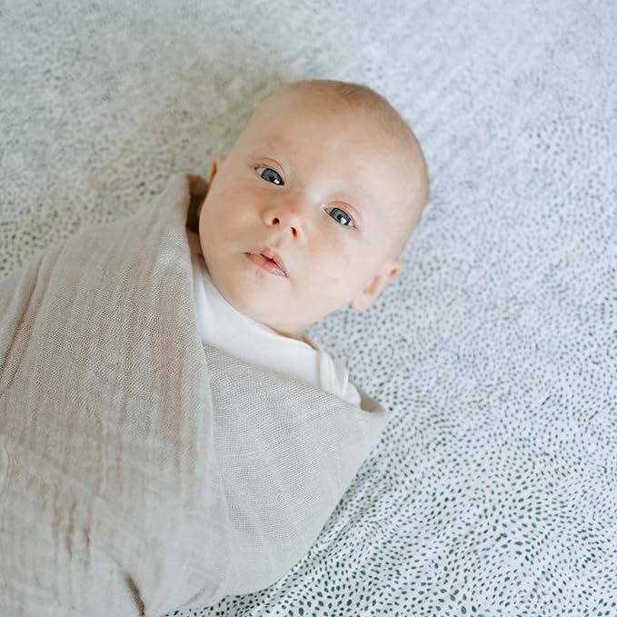 Little Unicorn Premium Crib Sheet | Breathable & Super-Soft Muslin Fabric (Green Seed)