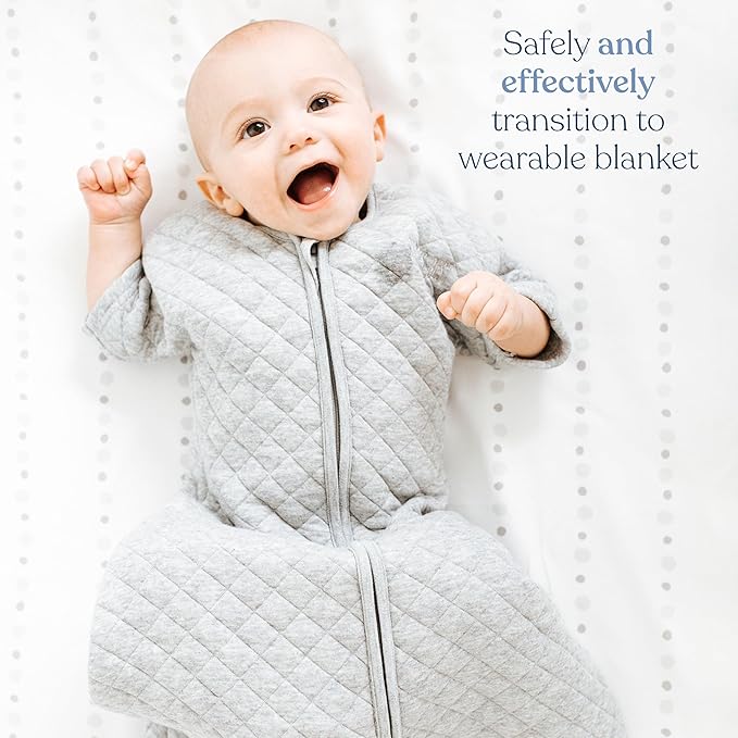 HALO Easy Transition Swaddle, Sleepsack Wearable Blanket, TOG 1.5, Heather Blue, Small