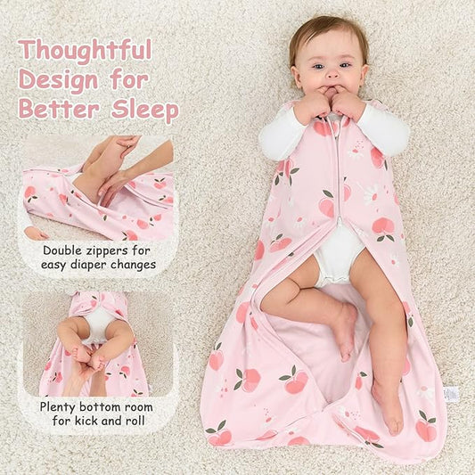 Looxii Baby Sleep Sack 0.5 TOG, 100% Cotton 3 Pack Wearable Blanket Baby Sleep Bag for Newborn Infant, 2-Way Zipper Lightweight Toddler Sleeping Sack 6-12 Months