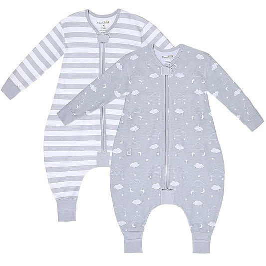 Mama Cheetah Toddler Sleep Sack with Feet, Long Sleeve 0.5 TOG Organic Cotton Baby Sleeping Bag with Legs, Wearable Blanket for Walkers w/ 2-Way Zipper, Toddler Blanket for Girls & Boys 2T