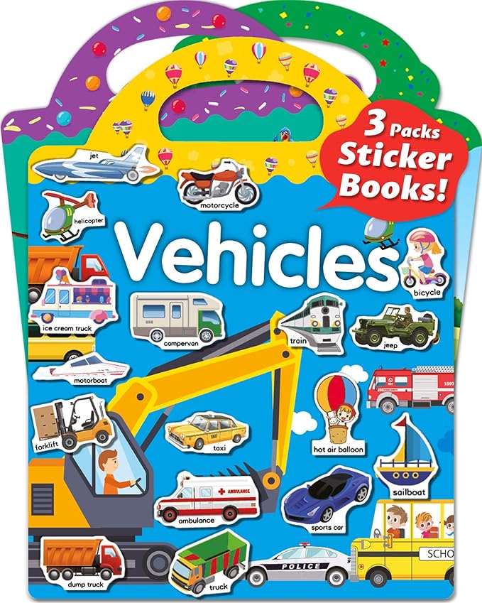 Walenced Reusable Sticker Book for Toddlers, Stickers for Kids, Toddler Sticker Book, Toddler Craft Activities, Toddler Travel Toys Ages 3 and Up Boy Girl Birthday Gifts