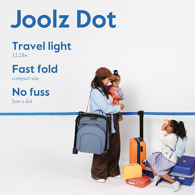 Joolz Dot Ultra Lightweight Travel Stroller for Toddler – Compact & Airplane Stroller (only 12.2lbs) -One-Handed Folding Design - UPF 50+ Canopy - Reclining Seat (Dune Beige)