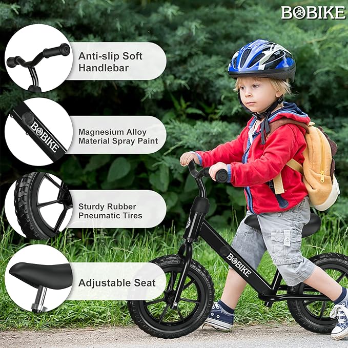 Bobike Toddler Balance Bike Toys for 2 to 5 Year Old Girls Boys Adjustable Seat and Handlebar No-Pedal Training Bike Best Gifts for Kids