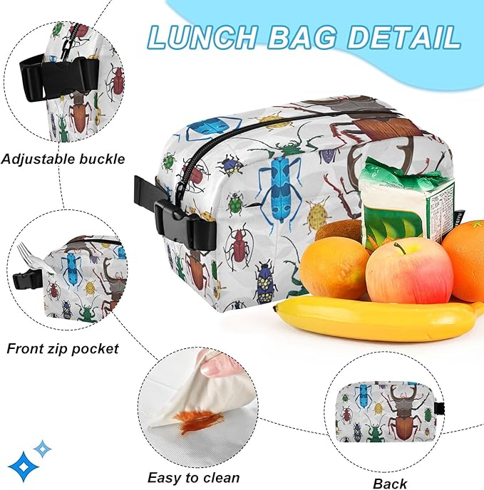 Jucciaco Bugs Small Beetles Insect Backpack with Lunch Bag, School Backpack for Teens Boys Girls Kids Backpacks Set