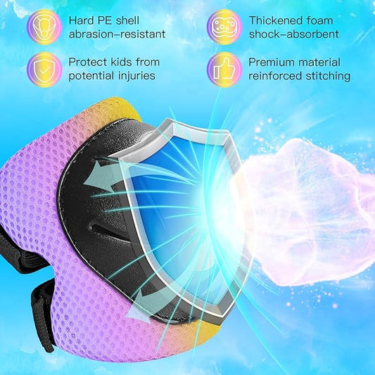 Kids Protective Gear Set Knee Pads for Kids 3-14 Years Toddler Knee and Elbow Pads with Wrist Guards 3 in 1 for Skating Cycling Bike Rollerblading Scooter