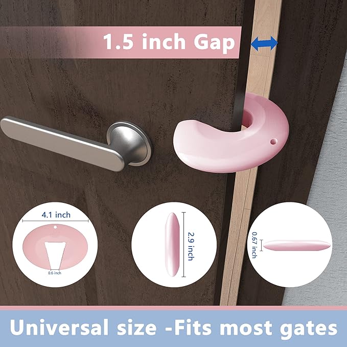 Neobay Door Pinch Guard and Door Slam Stopper, Durable Silicone Door Finger Pinch Guard, Prevents Slamming on Even Heavy Doors, Non-Toxic & Pet Friendly, 6 Packs Pink.