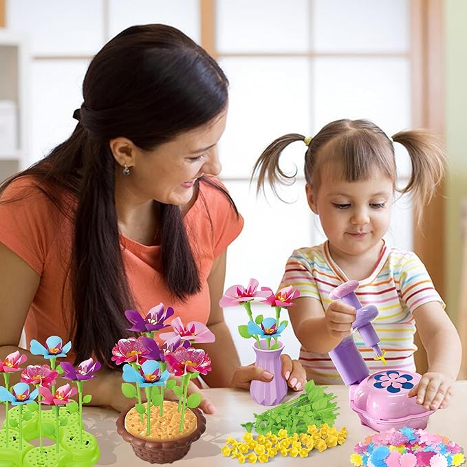 Fabric Flower Bouquets Toys – DIY Craft Kit for Kids, Pretend Flower Market Playset, Build Your Bouquet, Creative Arts & Crafts Educational Toy for Girls Ages 4-8, Birthday Gift for Kids