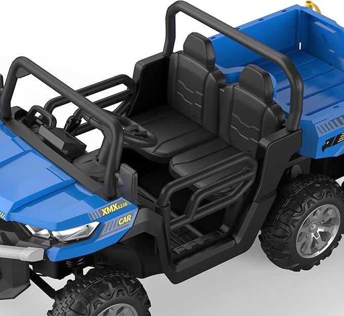 2-Seater Kids Ride On Dump Truck, 75W Electric Ride On UTV Toys with Remote Control, Dump Bed, PP Tire x 6, LED Light & Music, 24V 4WD Power Ride On Truck Car for Boys Girls (Blue)