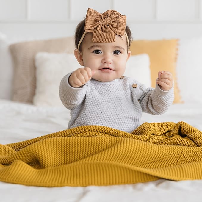 Natemia 100% Organic Cotton Knitted Baby Receiving Blanket for Newborn, Infant & Toddler – Ultra Soft 30" x 40" Crib, Stroller & Nap Time Cover for Boys and Girls – Baby Cotton Blanket