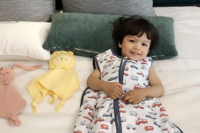 Baby Sleep Sack 2-4 T 95% Rayon from Bamboo 5% Spandex Boys & Girls Wearable Blanket 1.0 TOG Toddler Sleeping Sack 2- Way Zipper X-Large Car Truck