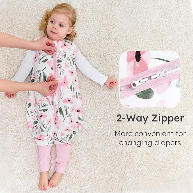 Yoofoss Toddler Sleep Sack With Feet 12-24 Months 100% Organic Cotton Baby Sleep Sack with Legs Toddler Wearable Blanket with 2-Way Zipper