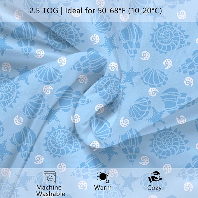 Toddler Sleep Sacks,Winter Long Sleeve Sleeping Sack 2.5Tog, Toddler Sleep Sack with Feet, Baby Sleep Bag Winter, Wearable Blanket with Legs for Early Walkers(Blue Ocean,2T-3T)