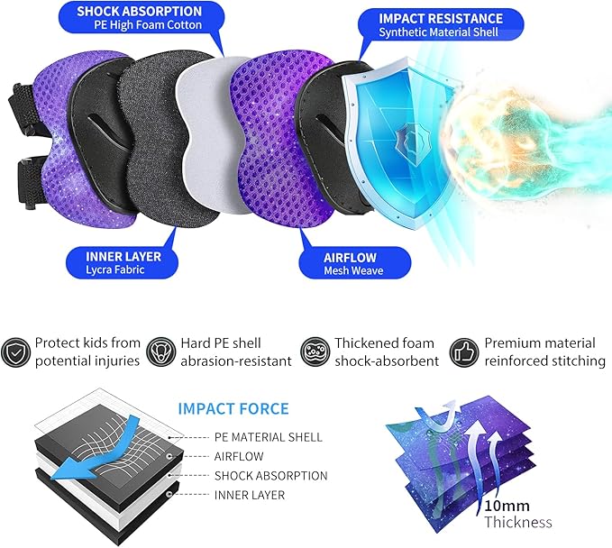 Adjustable Gradient Color Kids/Toddler Bike Helmet for 1-2-3-5-8-14 Years Boys Girls,Skateboard Helmet with Knee and Elbow Pads Wrist Guard Roller Skates,Cycling,Skating Scooter Longboard