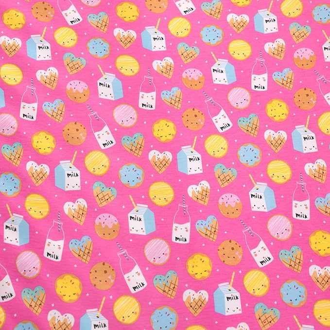Little Sleepies Baby Crib Sheets, Buttery Soft Viscose from Bamboo Crib Sheets for Boys & Girls, Toddler Bed Sheet, Standard Crib Mattress Sheet, Super Stretchy & Elasticized (Pink Cookies & Milk)