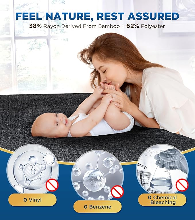 Premium 100% Waterproof King Mattress Protector, Breathable Cooling 3D Air Fabric Mattress Cover, Soft Hypoallergenic Noiseless Bed Cover Machine Washable Vinyl Free, 8-21'' Deep Pocket (Black)