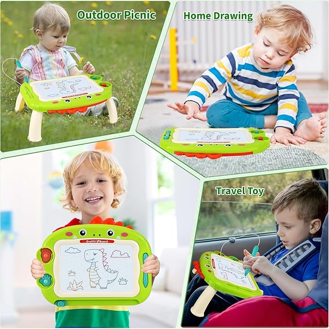 Magnetic Drawing Board for Toddlers 1-3 Years | Color Erasable Doodle Pad | Portable Travel Educational Learning Toy for Early Development | Birthday Christmas Gifts for Boys Girls 1 2 3 (Green)