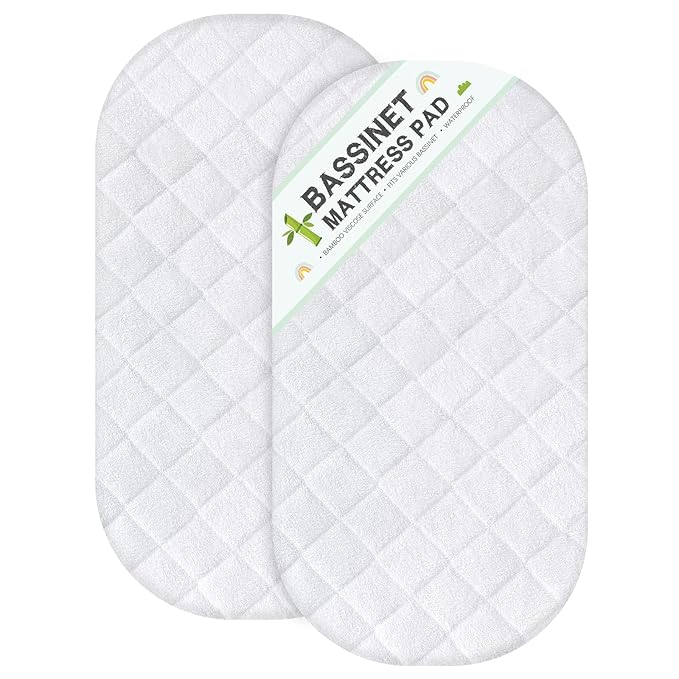 Bassinet Mattress Protector, Fits 15" x 30" Graco Sense2Snooze and Dream On Me Lacy Bassinet, 2 Pack, Waterproof, Washer & Dryer