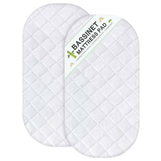 Bassinet Mattress Protector, Fits 15" x 30" Graco Sense2Snooze and Dream On Me Lacy Bassinet, 2 Pack, Waterproof, Washer & Dryer