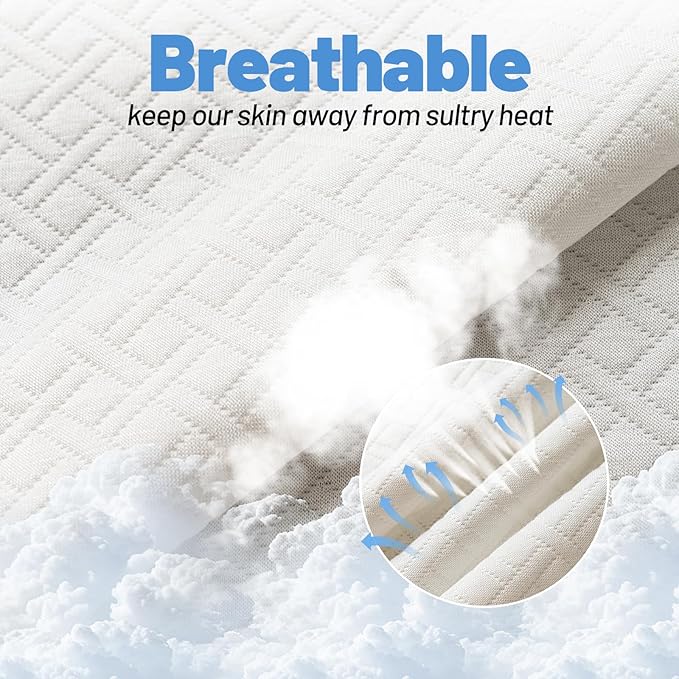 Premium Bamboo Mattress Protector – Queen Size, Waterproof, & Ultra Soft Breathable Noiseless Washable Bed Mattress Cover for Comfort & Protection MC01QUEEN-L