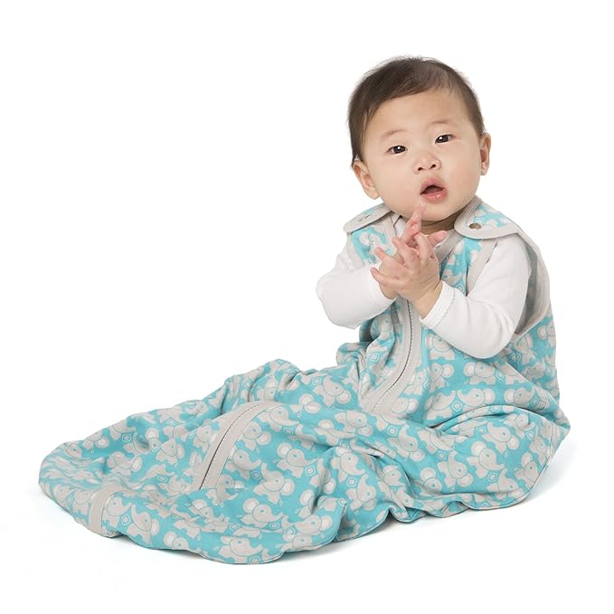 Baby Deedee Sleep Nest Lite, Sleeping Bag Sack - Teal Elephant, M (6-18 Months)