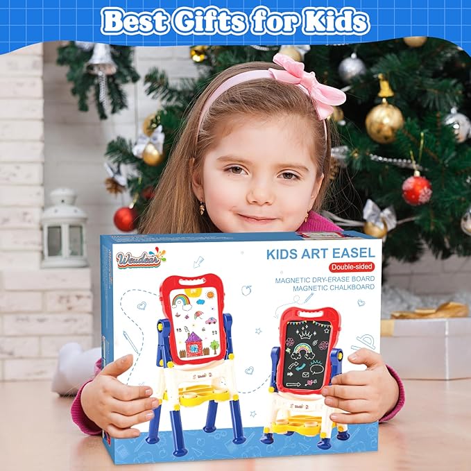 Easel for Kids Toy,Double-Sided Magnetic Kids Art Easel for 3+ Year Old Boy Gift,Toddler Toys for 3+ Year Old Boy Dry Erase Boards, Learning Educational Toy Drawing Board for 4 5 Years Old Girl Gifts