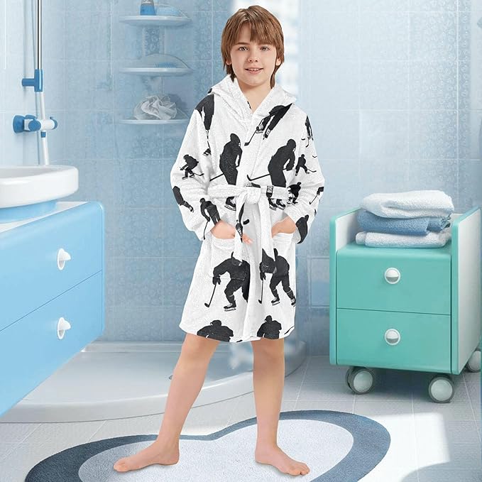 Bathrobe Hooded PJ Robe Soft Fleece Robe Pajama Sleepwears 2-12 Years