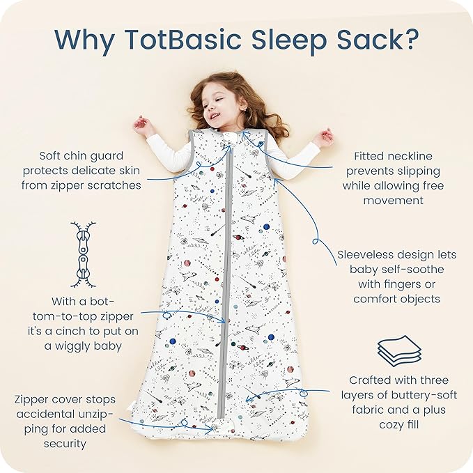 1.0 TOG Sleep Sack 6-12-15 Months, Baby Sleep Sack with Sleeveless, Cozy Premium Baby Wearable Blanket with 2-way Safe Zipper All Season Sleeping Bags, 1-pack