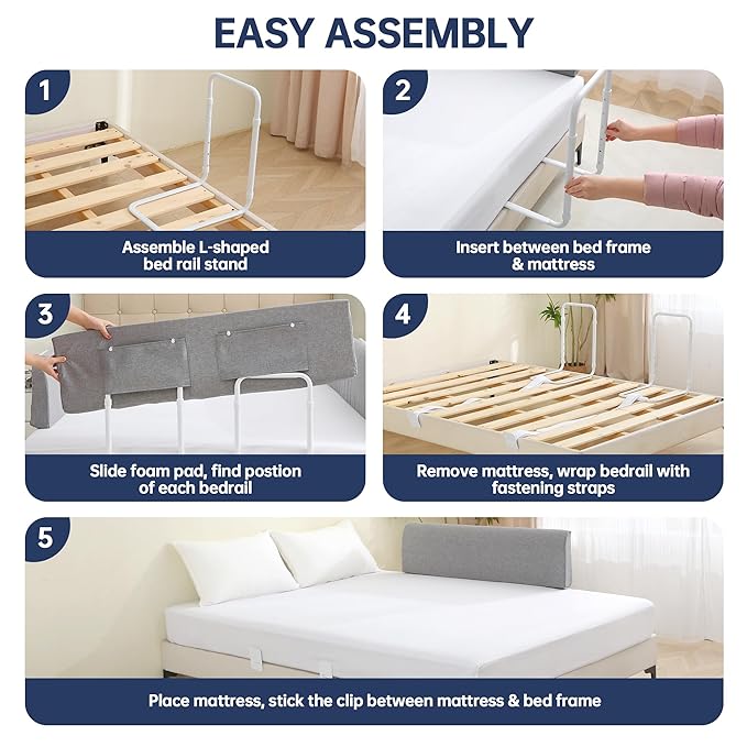 Bed Guard Rail for Toddlers, 23.6inch Foam Padded Side Rails for Queen King Twin Full Size Bed, Bedrail for Toddler, Bed Railing