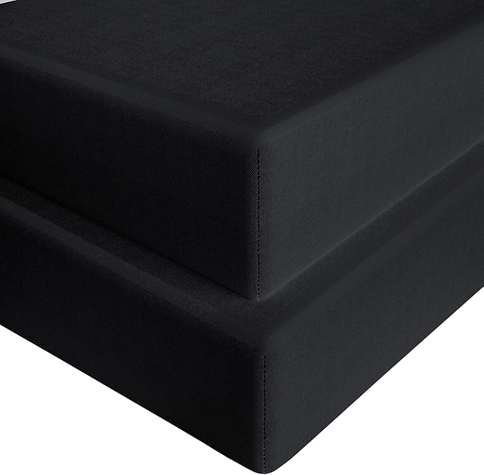 FLXXIE 2 Pack Microfiber Fitted Crib Sheets, Super Soft and Cozy Toddler Fitted Sheets for Standard Crib and Toddler Mattresses, 28x52, Black