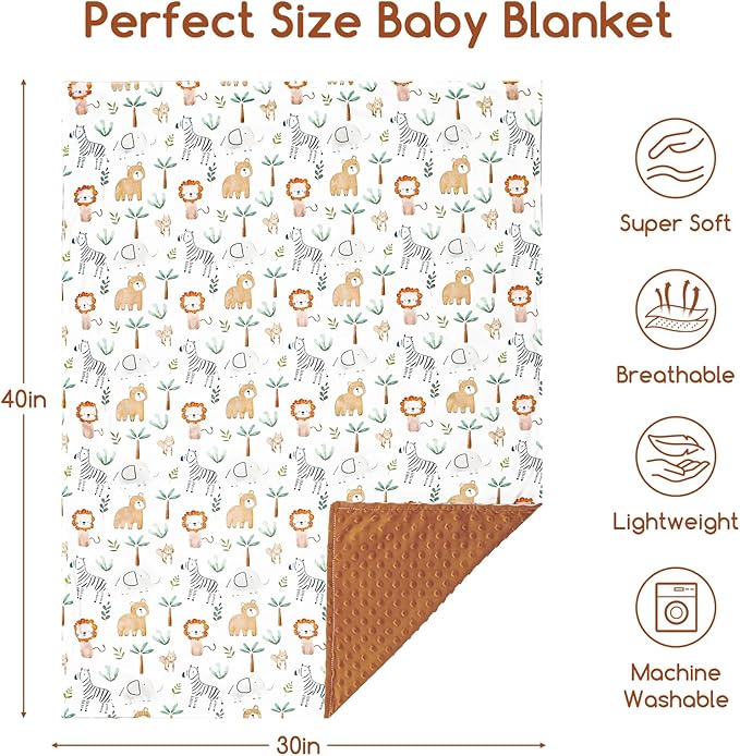 Baby Blankets for Girls, Toddler Newborn Blanket Double Layer with Dotted Backing Crib Receiving Blanket for Toddler Nursery Bed Blanket, Animal, 30x40 Inches