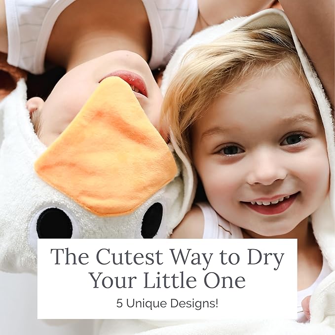 Natemia Premium Hooded Baby Towels - Ultra Soft Baby Bath Towel with Animal Design, Toddler Bath Towel, Newborn Towels for Boys and Girls, Made in Turkey - Hippo