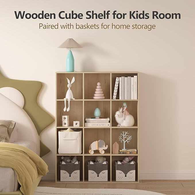 Jpiziso 8 Cube Storage Organizer, Wooden Cube Shelves with Closed Back Panel, Reversible Bookcase, Cubes Closet Organizer for Home, Living Room, Kids Room, Office, Bedroom, Study, Hallway