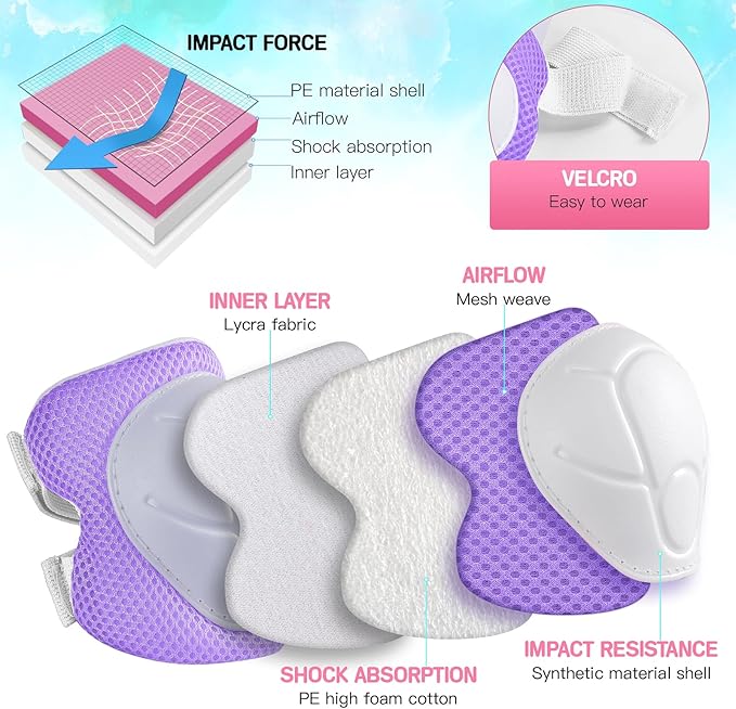 Kids Protective Gear Set Knee Pads for Kids 3-14 Years Toddler Knee and Elbow Pads with Wrist Guards 3 in 1 for Skating Cycling Bike Rollerblading Scooter