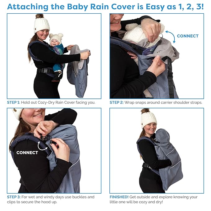 JAN & JUL Waterproof Baby Carrier Cover for Rain, Universal Fit for Car Seats and Strollers (Greystone)