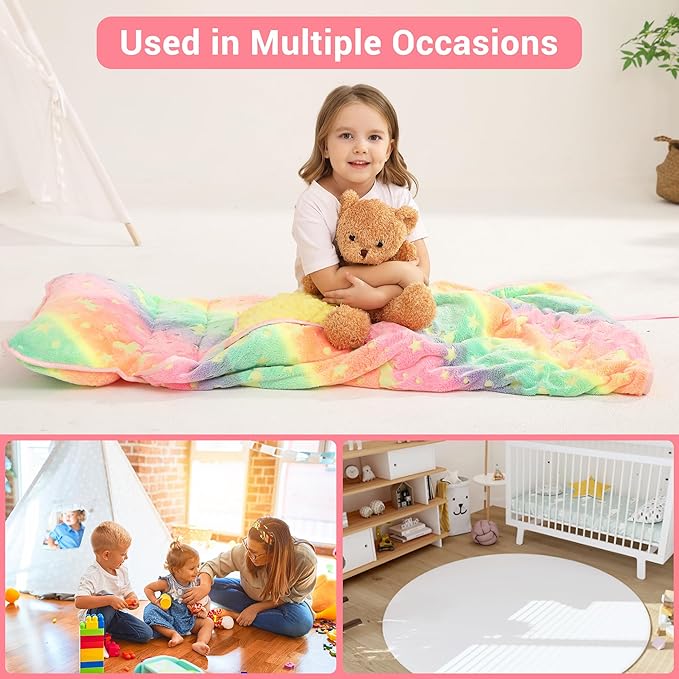 Toddler Nap Mat with Pillow and Blanket, Extra Large Rolled Napping Mats,Slumber Bags for Boys Girls,Kids Sleeping Bag for Daycare, Preschool Travel Camping