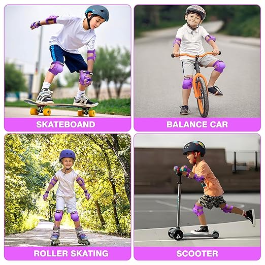 Kids/Youth Knee Pads Elbow Pads Wrist Guards 3 in1Protective Set, for 3-15 Years Child Roller Skates, Cycling, Inline Skating, Skateboard, BMX Bike, Balance Bike, Scooter Riding Sports