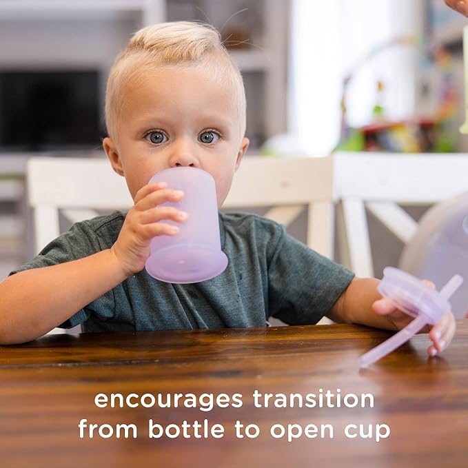 Olababy Silicone Training Cup with Straw Lid | Babies Water Drinking Cup | 6+ Mo Infant To 12-18 Months Toddler | Sippy Cup For Kids & Smoothie Cup | Baby Led Weaning (Coral, 5 oz)