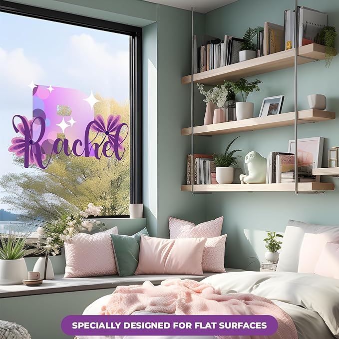 CRYPTONITE Custom Stickers Name & Initial Wall Decor with Purple Flower | Custom Decal for Baby Girl Nursery Decor (E. Floral)