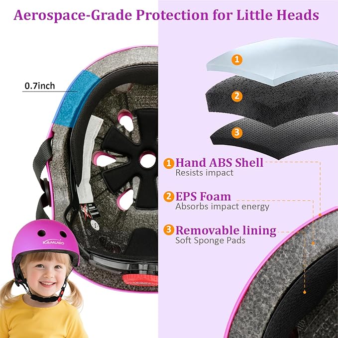 KAMUGO Kids Adjustable Helmet, Suitable for Toddler Kids Ages 2-14 Boys Girls, Multi-Sport Safety Cycling Skating Scooter Helmet