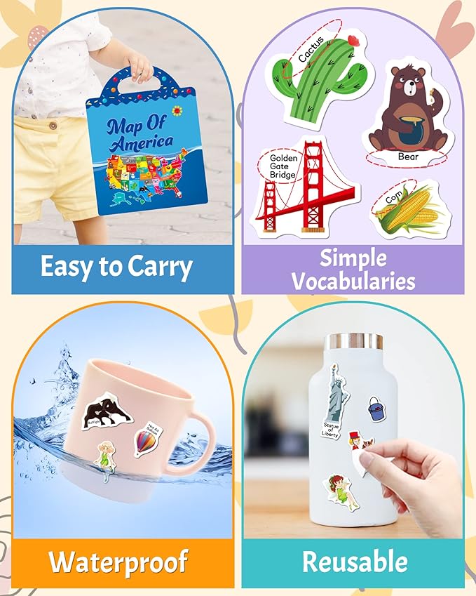 Benresive Reusable Sticker Books for Kids 2-4, Sticker Books for Toddlers 1-3 2-4, Toddler Travel Toys Activities Crafts Gifts